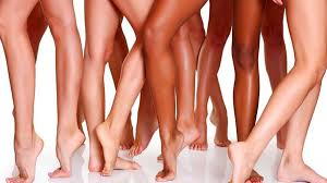 Women's legs after laser hair removal treatment